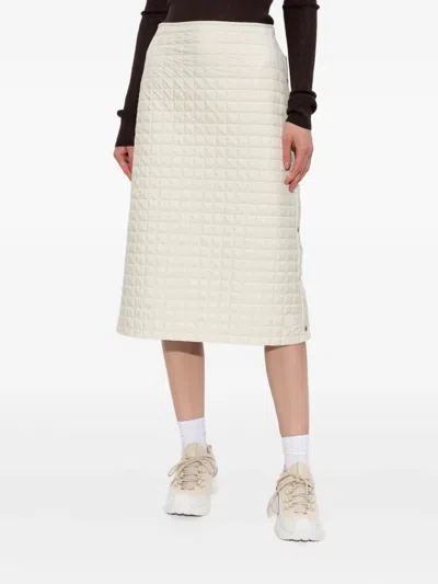 Moncler Quilted Button-fastening Midi Skirt In Gray