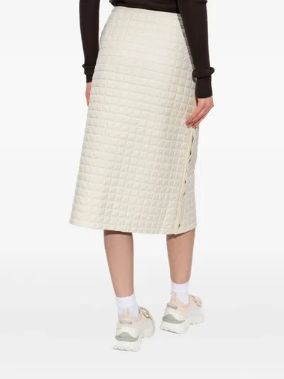 Moncler Quilted Button-fastening Midi Skirt In Gray