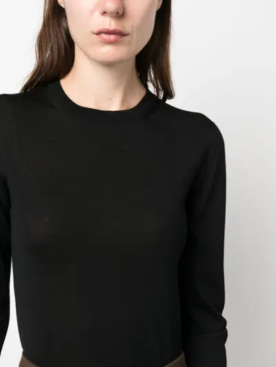 Max Mara Crew-neck Virgin Wool Jumper In Black