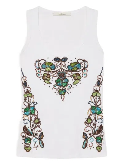 Maliparmi Embellished Tank Top In White
