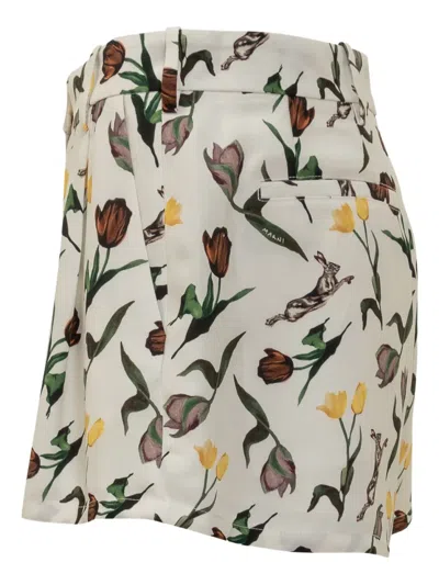 Marni Tulip Hares-print Shorts In White
