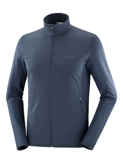 Salomon Essential Lightwarm Hybrid Zip-up Sweatshirt In Blue