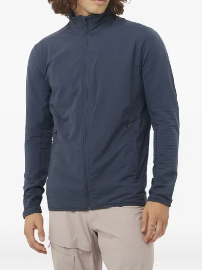 Salomon Essential Lightwarm Hybrid Zip-up Sweatshirt In Blue