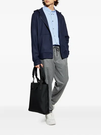 Moncler Hooded Button-fastening Sweater In Blue