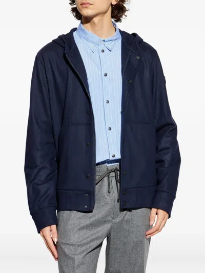 Moncler Hooded Button-fastening Sweater In Blue