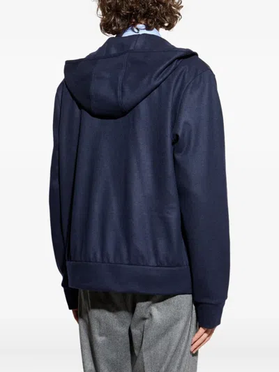 Moncler Hooded Button-fastening Sweater In Blue