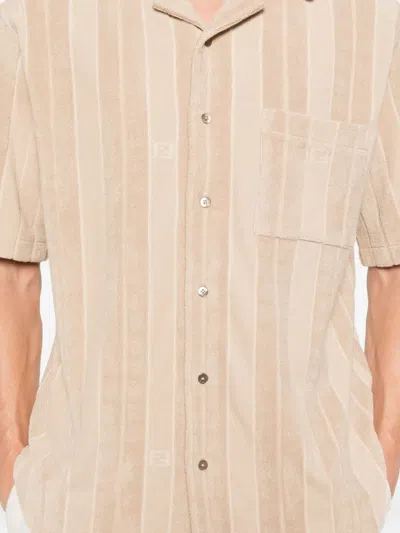 Fendi Relaxed Fit Stripe Shirt In Gray