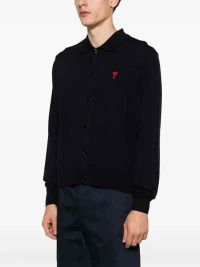 Ami Alexandre Mattiussi Black Ami De Coeur Cardigan In Black
