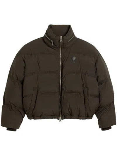 Ami Alexandre Mattiussi Ami De Coeur Down Puffer Jacket In Green