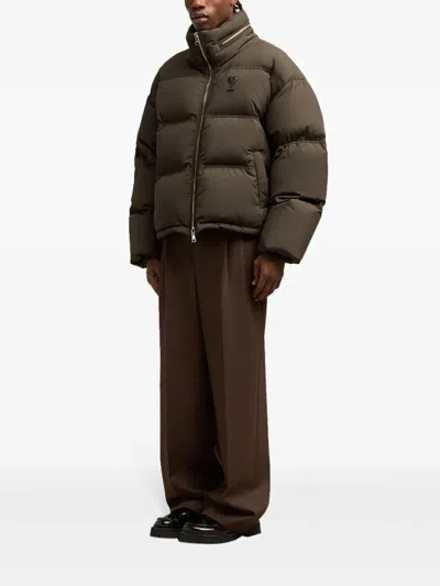 Ami Alexandre Mattiussi Ami De Coeur Down Puffer Jacket In Green