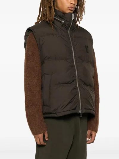 Ami Alexandre Mattiussi Padded Vest In Brown