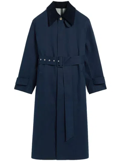 Ami Alexandre Mattiussi Ami Paris Waterproof Coat With Belt In Blue
