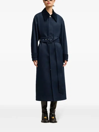 Ami Alexandre Mattiussi Ami Paris Waterproof Coat With Belt In Blue