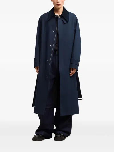 Ami Alexandre Mattiussi Ami Paris Waterproof Coat With Belt In Blue