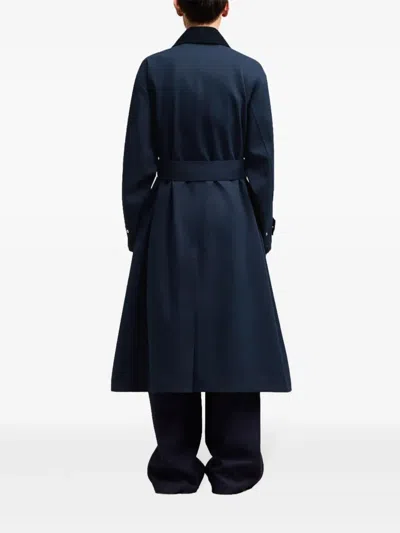 Ami Alexandre Mattiussi Ami Paris Waterproof Coat With Belt In Blue