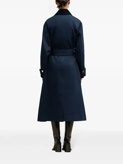 Ami Alexandre Mattiussi Ami Paris Waterproof Coat With Belt In Blue