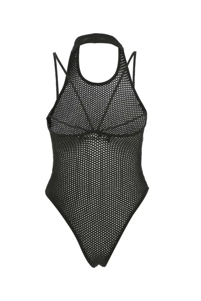 Andreädamo Andreadamo Black Stretch Viscose Blend Bodysuit In Black