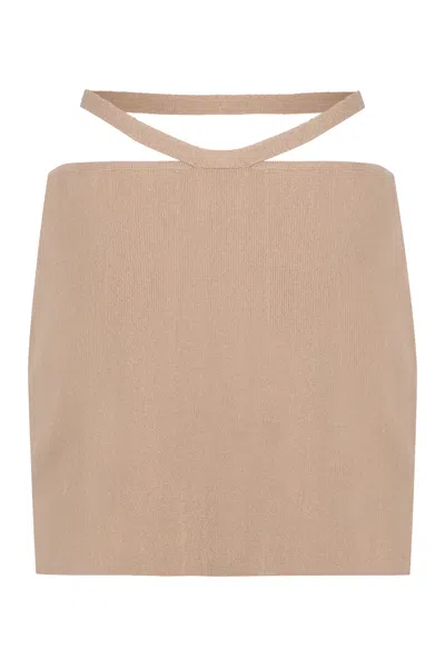 Andreädamo Andreādamo Knitted Mini Skirt In Nude