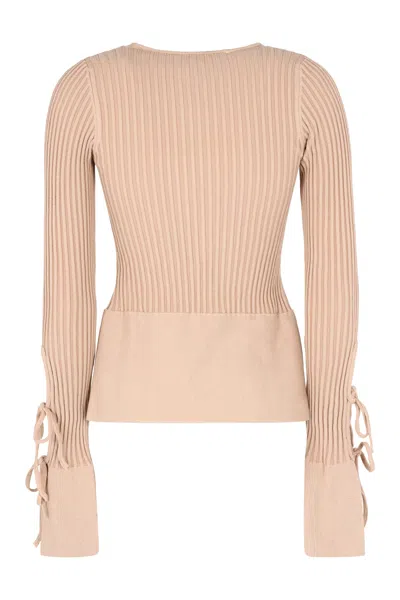 Andreädamo Andreadamo Long Sleeve Crop Top<br />ribbed Knit Top