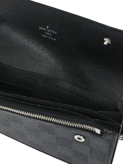 Pre-owned Louis Vuitton 2012 Damier Graphite Wallet In Black