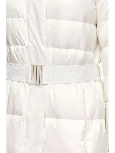 Geox Pheby Hooded Belted Puffer Coat In White