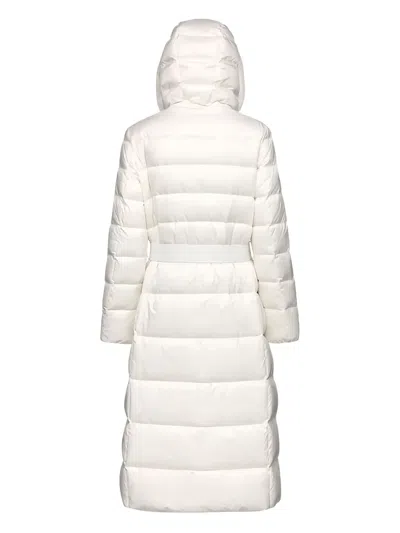 Geox Pheby Hooded Belted Puffer Coat In White