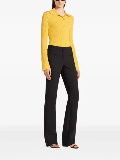 Courrèges Ribbed-knit Polo Top In Yellow