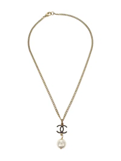Pre-owned Chanel 2007 Cc-pendant Necklace In Gold