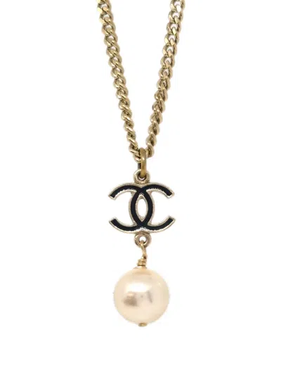 Pre-owned Chanel 2007 Cc-pendant Necklace In Gold