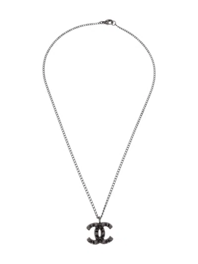 Pre-owned Chanel 2003 Cc-pendant Necklace In Silver