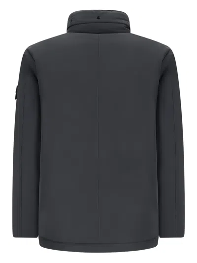 Stone Island Padded Field Jacket With Anti-drip And Snap Pockets In Black