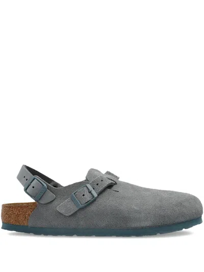 Birkenstock Tokio Suede Slingback Clogs In Gray