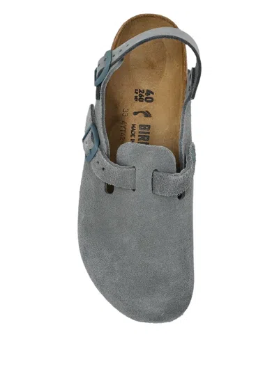 Birkenstock Tokio Suede Slingback Clogs In Gray
