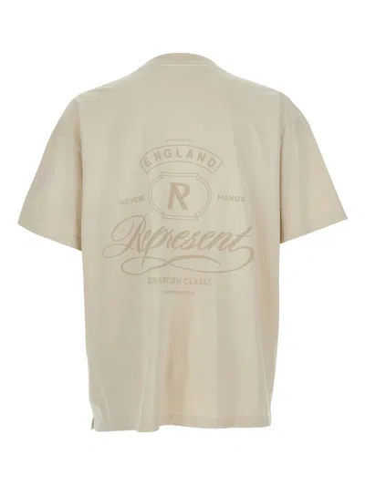 Represent White Crewneck T-shirt With Logo Lettering On The Front And Maxi Logo Print On The Rear In White
