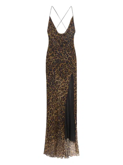 Blumarine Leopard-print Silk Gown In Multi