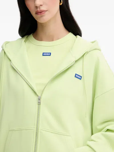 Hugo Boss Zip-up Cotton Hoodie In Yellow