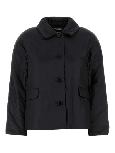Max Mara Greens Padded Button-fastening Jacket In Black