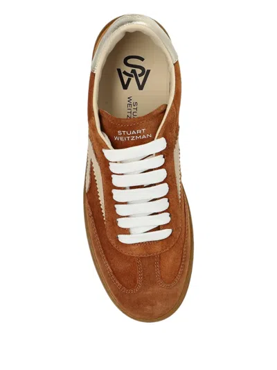 Stuart Weitzman Runaround Suede Sneakers In Brown