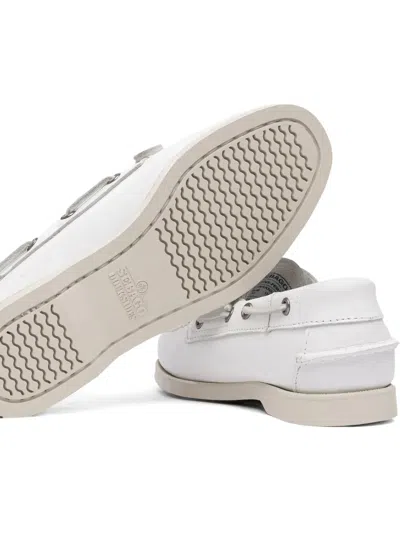 Sebago Dockside Portland Boat Shoes In White