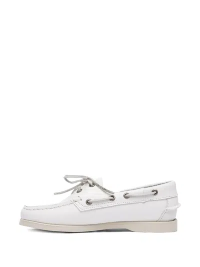 Sebago Dockside Portland Boat Shoes In White