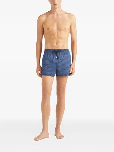 Vilebrequin Fishnet-print Swim Shorts In Blue