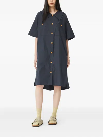 Studio Tomboy Pleated Pocket Shirt Mini Dress