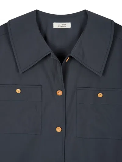 Studio Tomboy Pleated Pocket Shirt Mini Dress