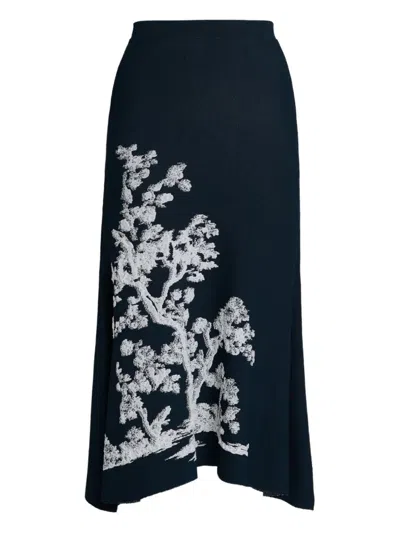 Erdem Tree-print Midi Skirt