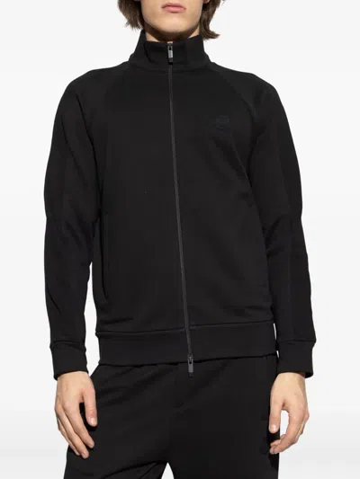 Moncler Logo-patch Zip-up Sweatshirt In Black