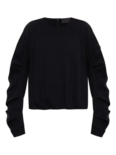 Moncler Sweatshirt Plissettati And Snort Sleeves In Black
