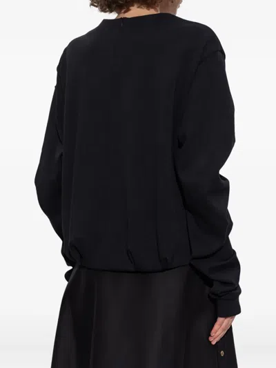 Moncler Sweatshirt Plissettati And Snort Sleeves In Black