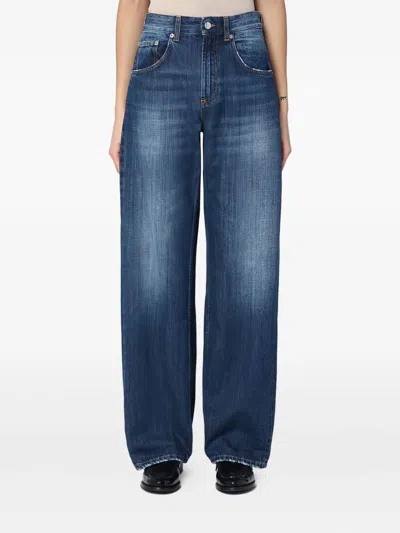 Department Five Department 5 Wide Leg Pop Blue Jeans With Washed Effect In Blue