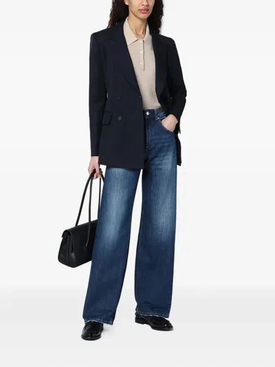 Department Five Department 5 Wide Leg Pop Blue Jeans With Washed Effect In Blue