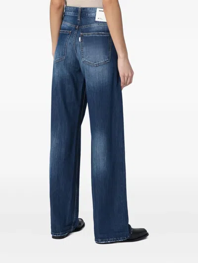 Department Five Department 5 Wide Leg Pop Blue Jeans With Washed Effect In Blue
